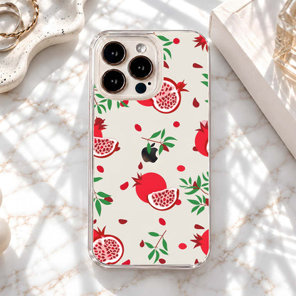Red Pomegranate Pattern Clear Silicon Cover