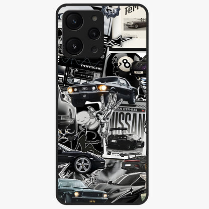 Aesthetic Dark Love Glass Case showing flat back view with dark romantic artwork and glossy glass finish.