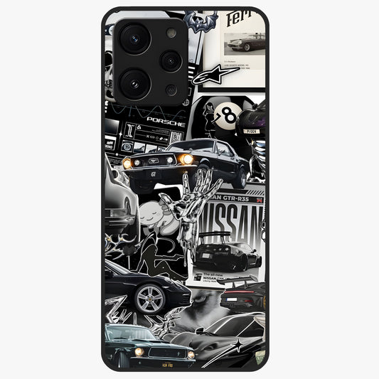 Aesthetic Dark Love Glass Case showing flat back view with dark romantic artwork and glossy glass finish.