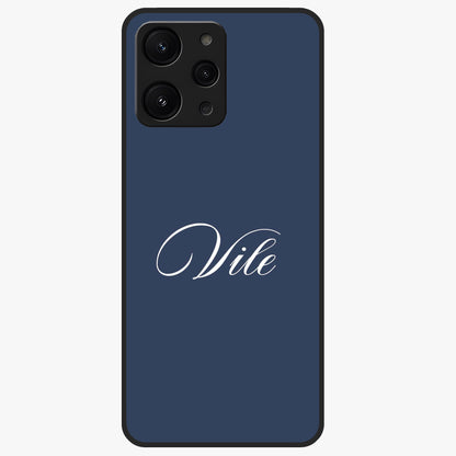 Blue Background Personalized Custom Name Glass Case showing flat back view with minimal blue background and custom name design.