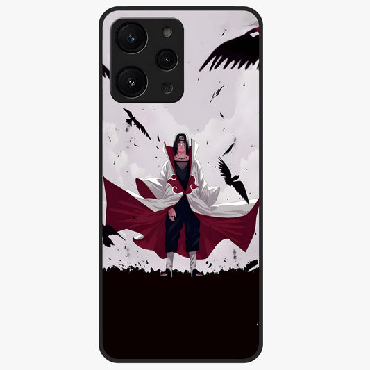 Crimson Crow Ascension Glass Case showing flat back view with mystical crow artwork and glossy glass finish.
