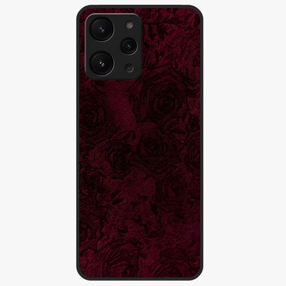 Crimson Fade Flow Glass Case showing flat back view with flowing crimson gradient artwork and glossy glass finish.
