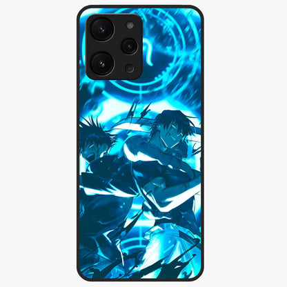Cursed Energy Clash Glass Case showing flat back view with intense cursed energy artwork and glossy glass finish.