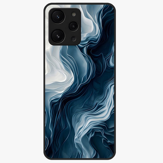 Ethereal Paper Marble Glass Case showing flat back view with soft marble paper texture artwork and glossy glass finish.