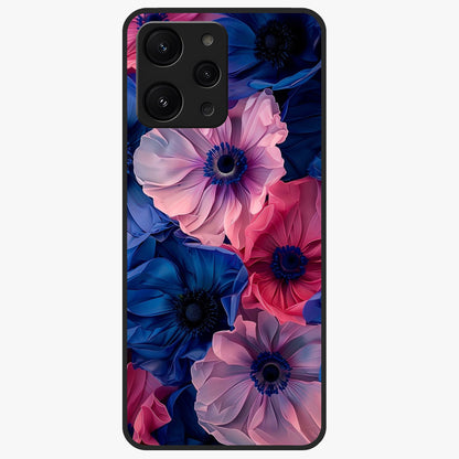 Flower Paper Art Pattern Glass Case showing flat back view with paper cut style floral artwork and glossy glass finish.