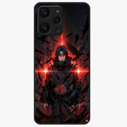 Focused Blade Discipline Glass Case showing flat back view with warrior sword themed artwork and glossy glass finish.