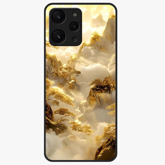 Gates Of Illumination Glass Case showing flat back view with mystical illuminated gate artwork and glossy glass finish.