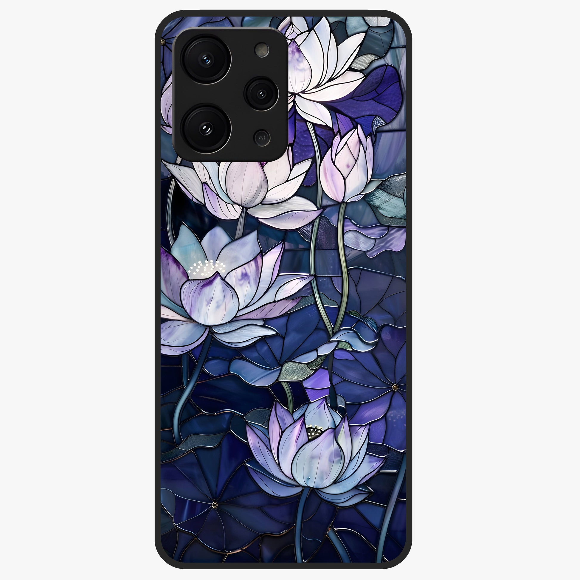 Gloss Petal Rush Glass Case showing flat back view with glossy flower petal artwork and smooth glass finish.