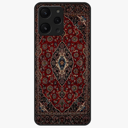 Heritage Carpet Royale Glass Case showing flat back view with ornate Persian carpet inspired pattern and glossy glass finish.