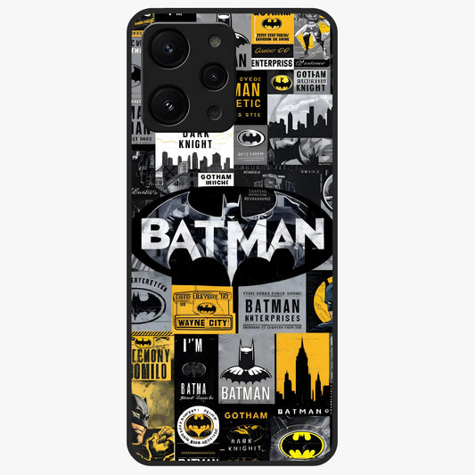 Knight Gotham Rise Glass Case showing flat back view with dark hero inspired artwork and glossy glass finish.
