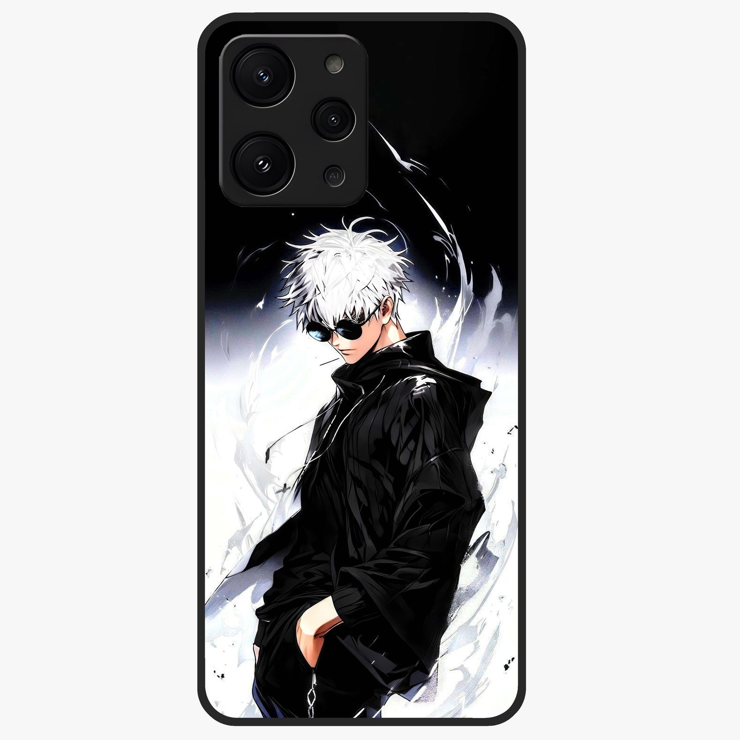 Limitless Shadow King Glass Case showing flat back view with powerful shadow warrior artwork and glossy glass finish.