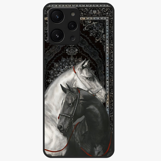 Majestic Ride Legacy Glass Case showing flat back view with powerful automotive inspired artwork and glossy glass finish.