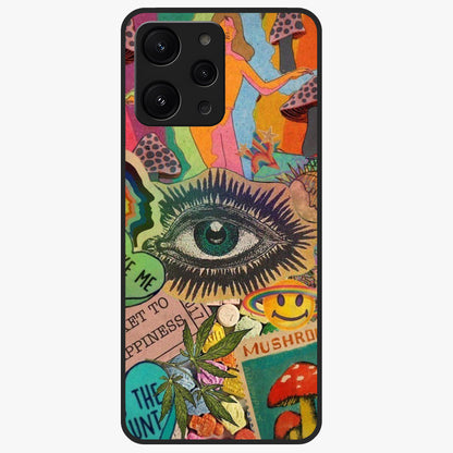 Mystic Eye Wonderland Glass Case showing flat back view with mystical eye themed artwork and glossy glass finish.