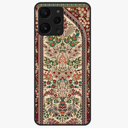 Persian Inspired Glass Case showing flat back view with ornate Persian style pattern artwork and glossy glass finish.