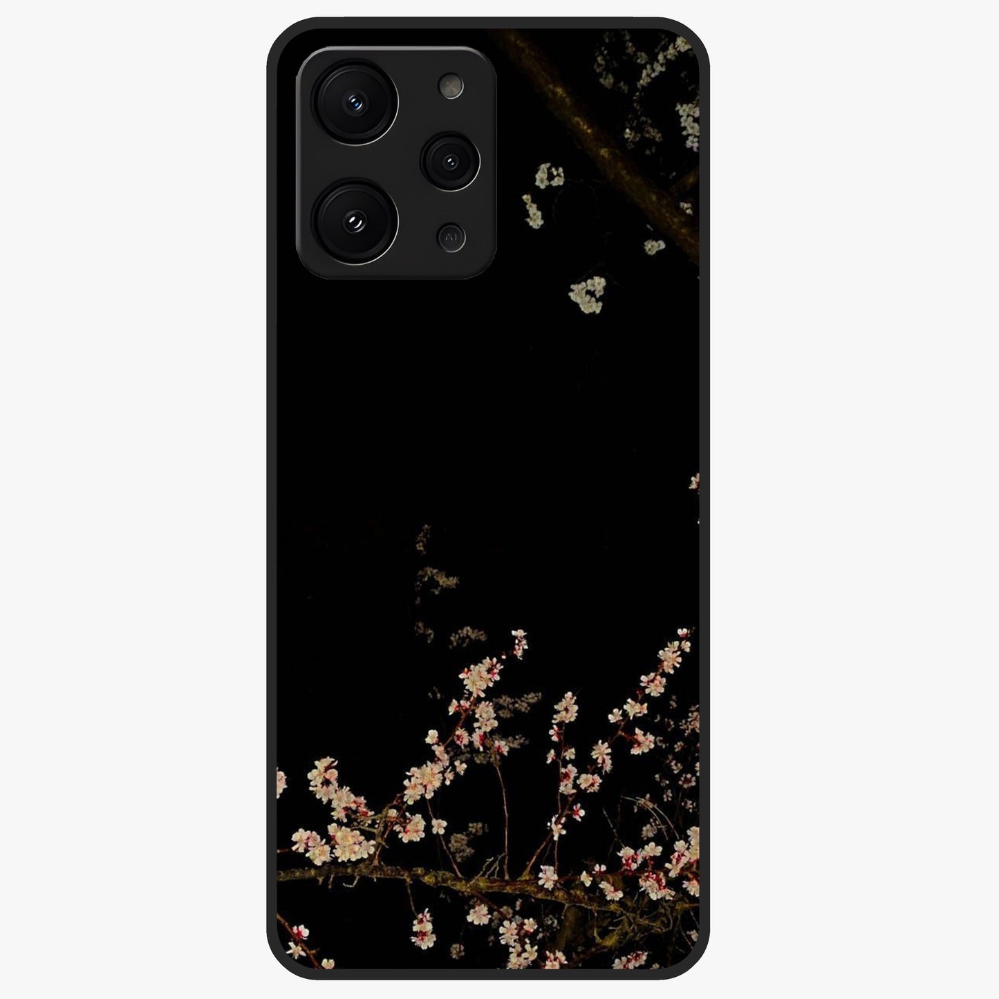 Petal Moon Light With Custom Name Glass Case showing flat back view with floral moonlight artwork and personalized name design.
