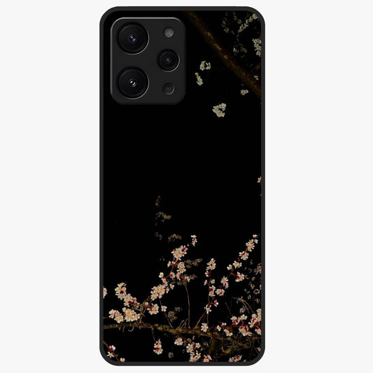 Petal Moon Light With Custom Name Glass Case showing flat back view with floral moonlight artwork and personalized name design.