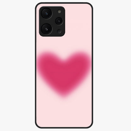 Pink Aura Heart Glass Case showing flat back view with glowing heart artwork and glossy glass finish.
