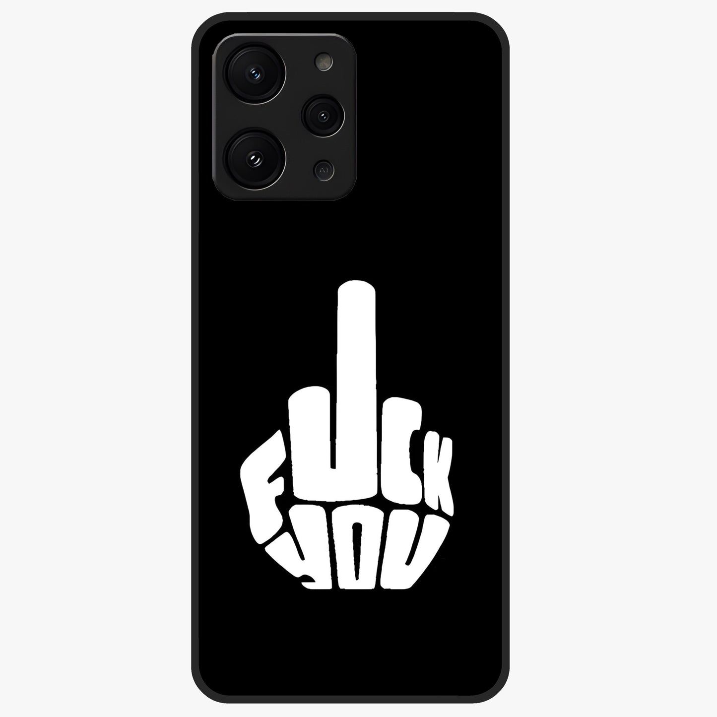 Rebel Mode On Glass Case showing flat back view with bold rebellious typography artwork and glossy glass finish.