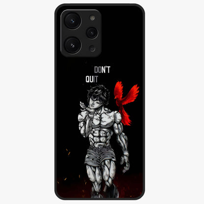 Rise Beyond Limits Glass Case showing flat back view with motivational typography artwork and glossy glass finish.