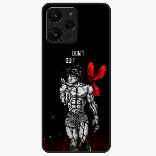 Rise Beyond Limits Glass Case showing flat back view with motivational typography artwork and glossy glass finish.
