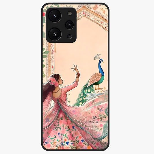 Royal Grace Muse Glass Case showing flat back view with elegant artistic artwork and glossy glass finish.