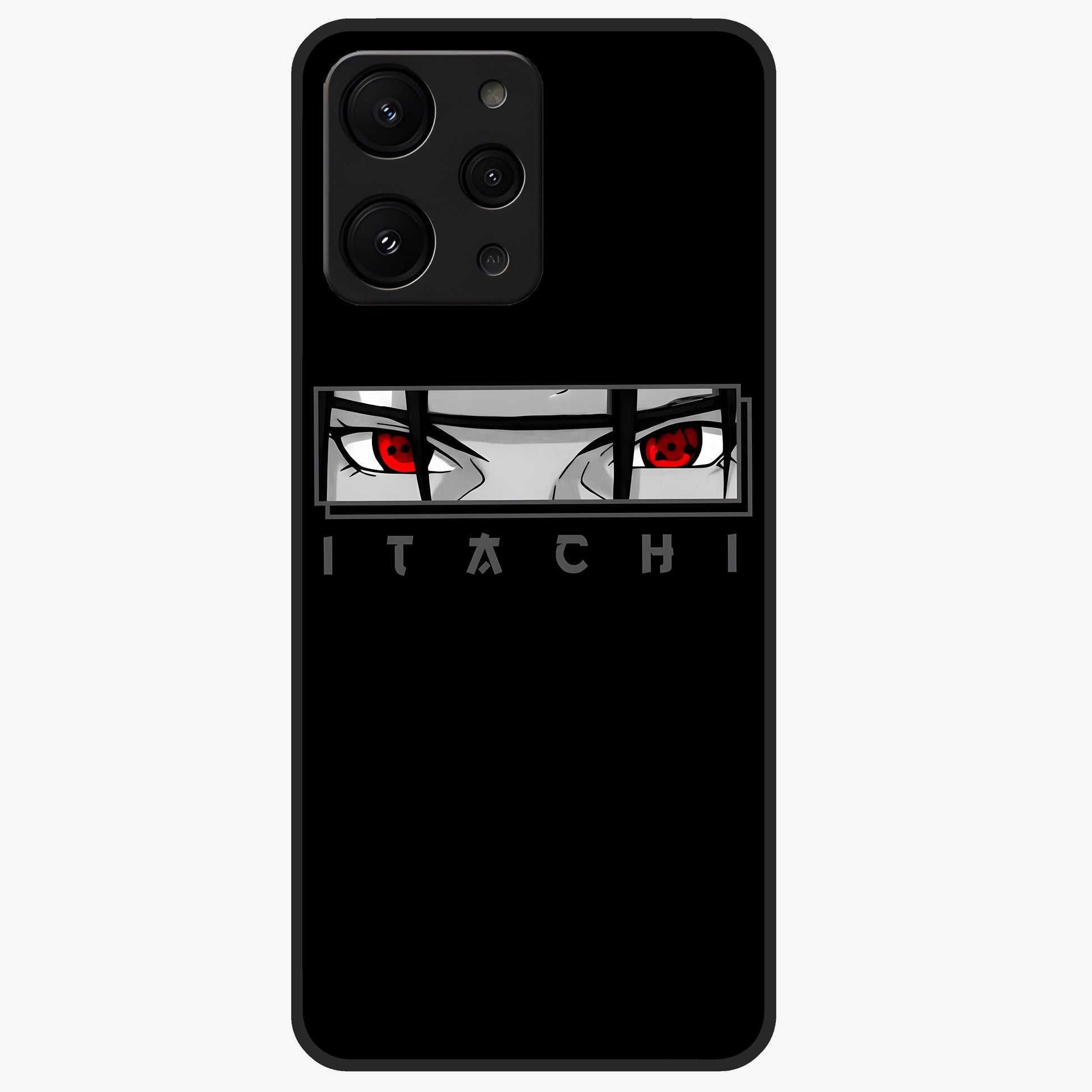 Scarlet Gaze Dominance Glass Case showing flat back view with striking red themed artwork and glossy glass finish.