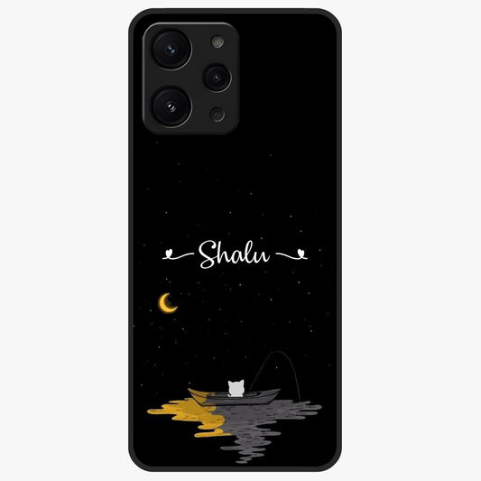 Silent Night Row Glass Case showing flat back view with calm night themed artwork and glossy glass finish.