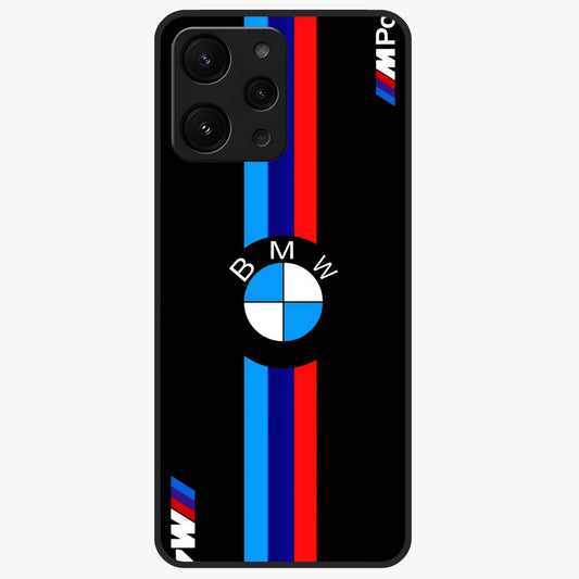 Turbo BMW Beast Glass Case showing flat back view with high performance sports car artwork and glossy glass finish.