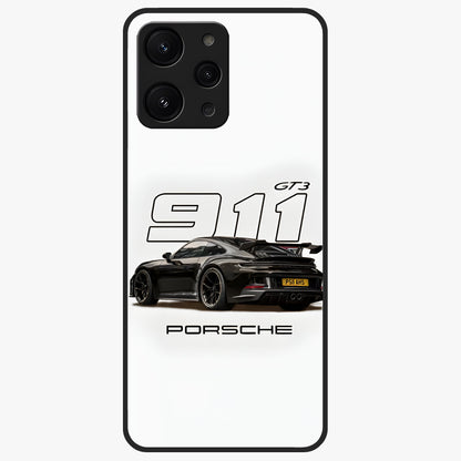 Turbo Legacy Icon Glass Case showing flat back view with iconic sports car inspired artwork and glossy glass finish.