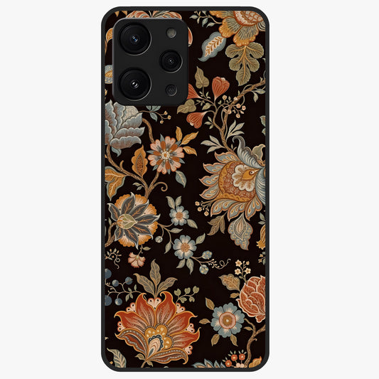 Vintage Floral Dream Glass Case showing flat back view with classic floral artwork and glossy glass finish.