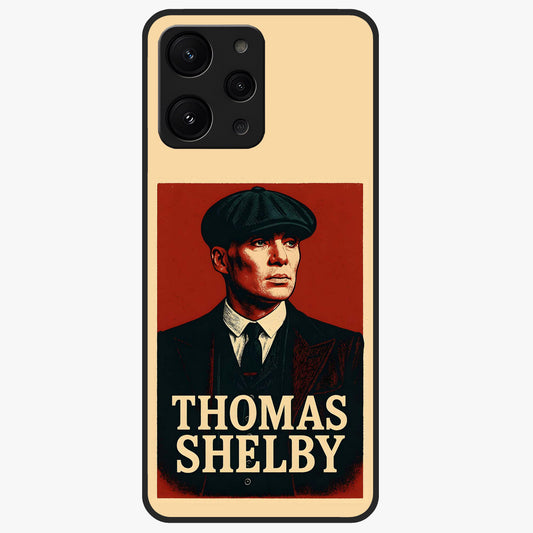 Vintage Mafia Authority Glass Case showing flat back view with bold vintage mafia inspired artwork and glossy glass finish.