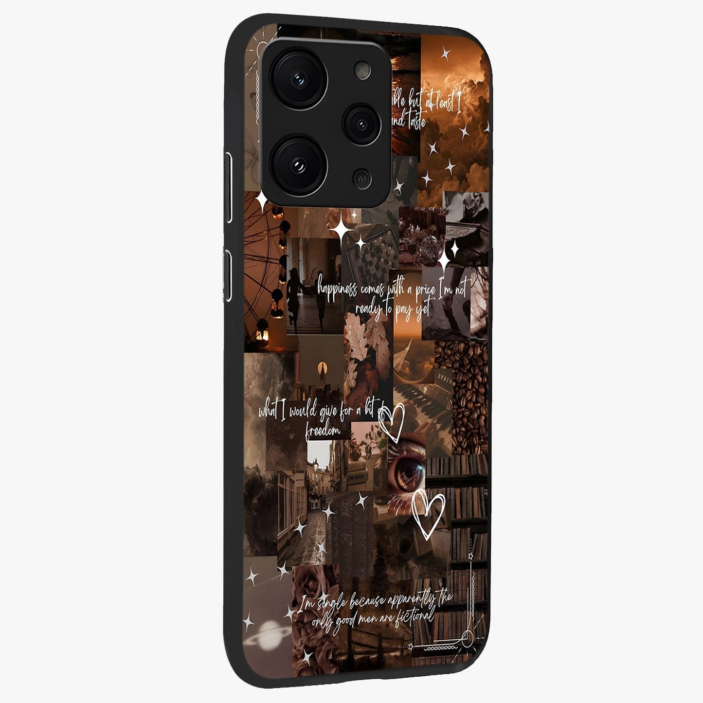 Bittersweet Aesthetic Chaos Glass Case upright view showcasing bold artistic chaos design with modern aesthetic style.