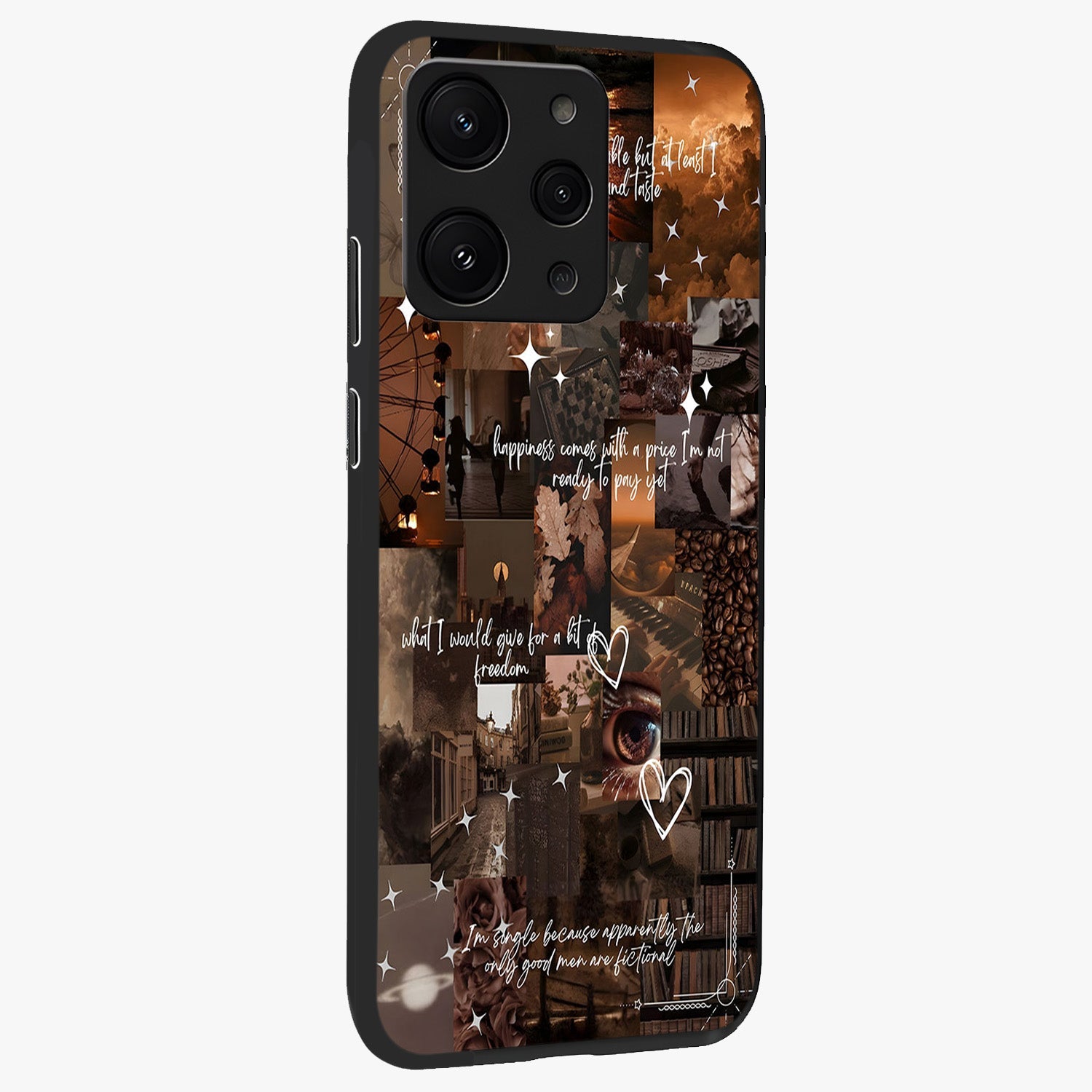Bittersweet Aesthetic Chaos Glass Case upright view showcasing bold artistic chaos design with modern aesthetic style.