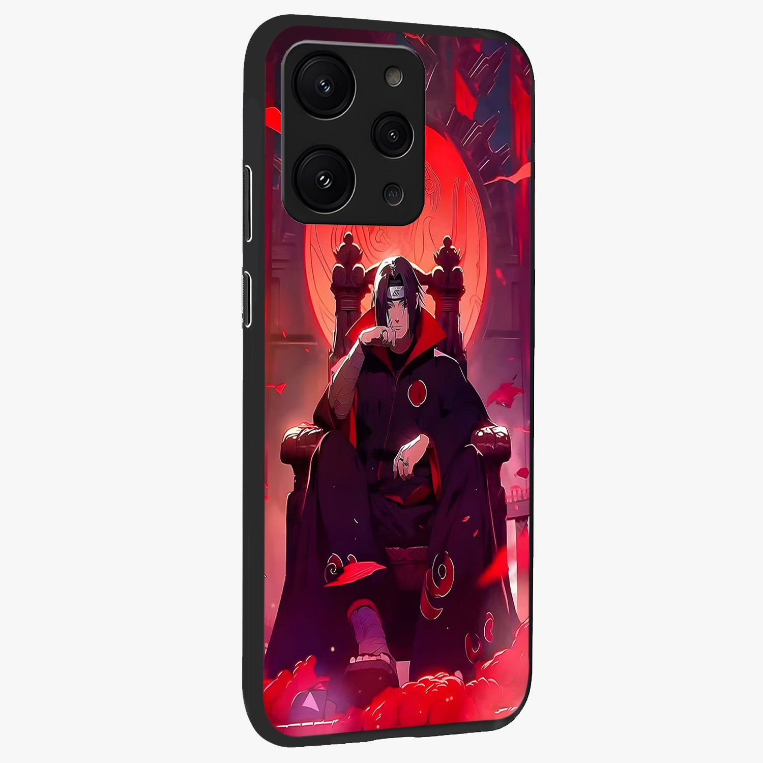 Blood Moon Sovereign Glass Case upright view showcasing powerful moon inspired artwork with cosmic aesthetic style.