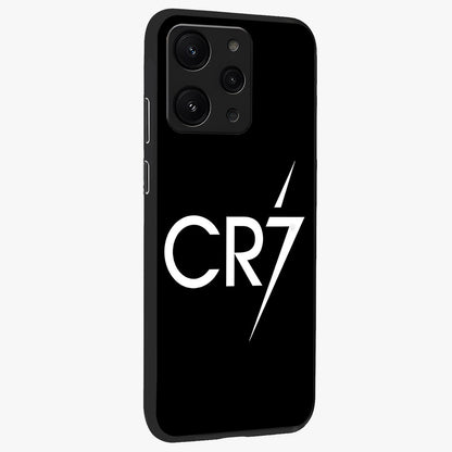 Cr7 Elite Strike Glass Case upright view showcasing energetic football inspired design with modern sports aesthetic.