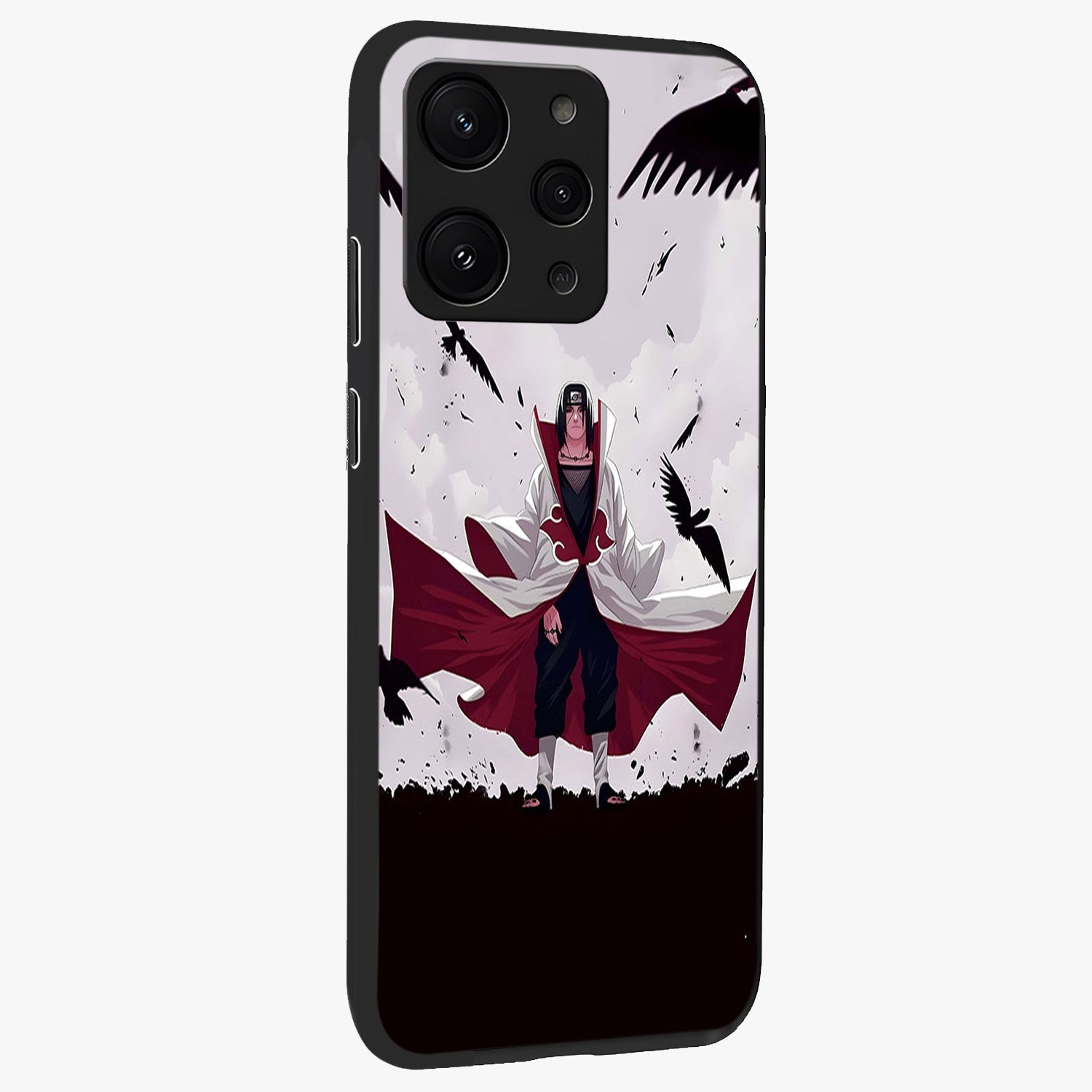 Crimson Crow Ascension Glass Case upright view showcasing dramatic crow artwork with bold gothic theme.