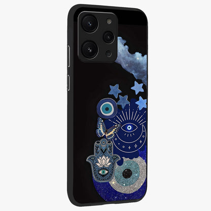 Galactic Charm Cluster Glass Case upright view showcasing glowing cosmic charm artwork with magical celestial style.