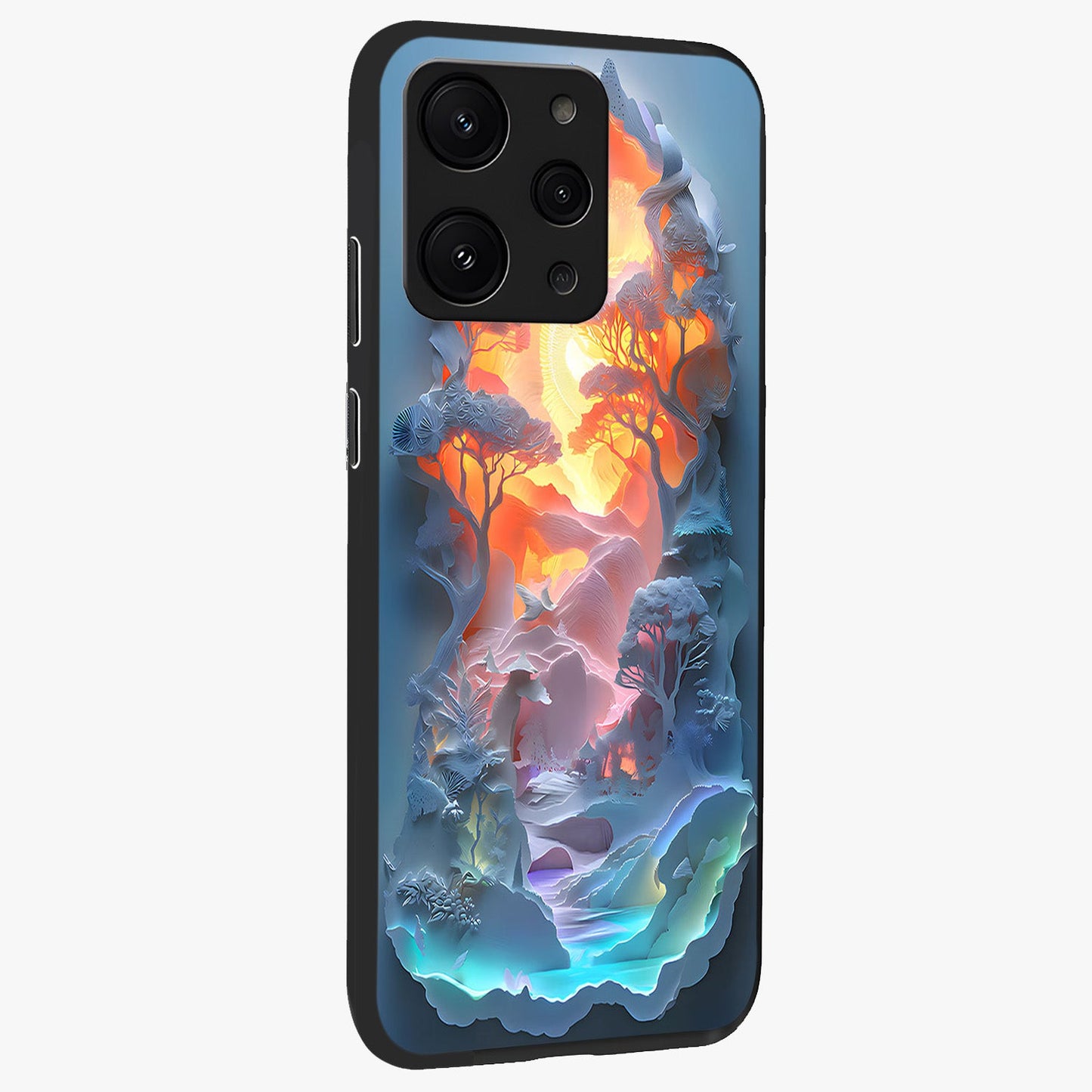 Glow Forest Portal Glass Case upright view showcasing enchanted forest portal artwork with fantasy nature theme.