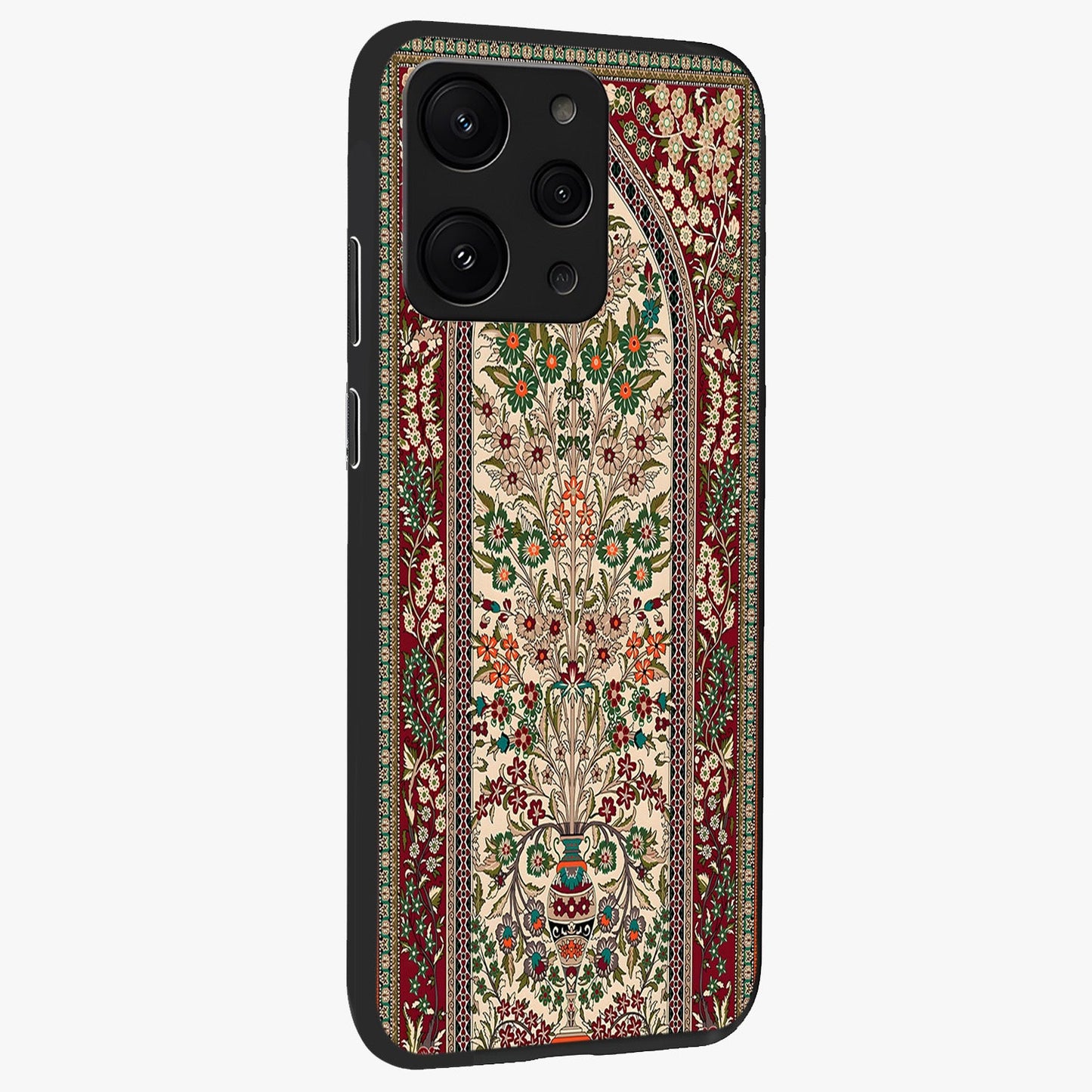 Persian Inspired Glass Case upright view showcasing decorative Persian artwork with rich heritage theme.