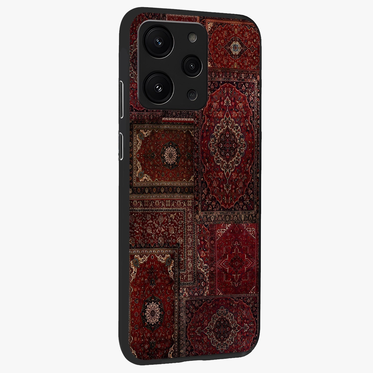 Persian Velvet Tale Glass Case upright view showcasing elegant Persian artwork with classic heritage theme.