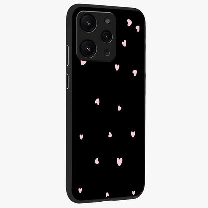 Pink Love Drops Glass Case upright view showcasing charming heart drop artwork with romantic playful theme.