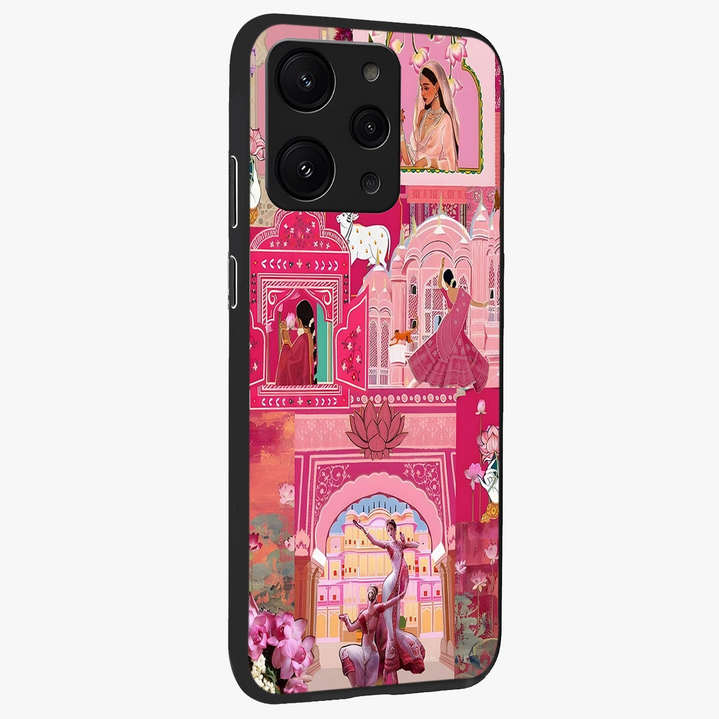 Pink Palace Muse Glass Case upright view showcasing artistic palace artwork with graceful royal theme.