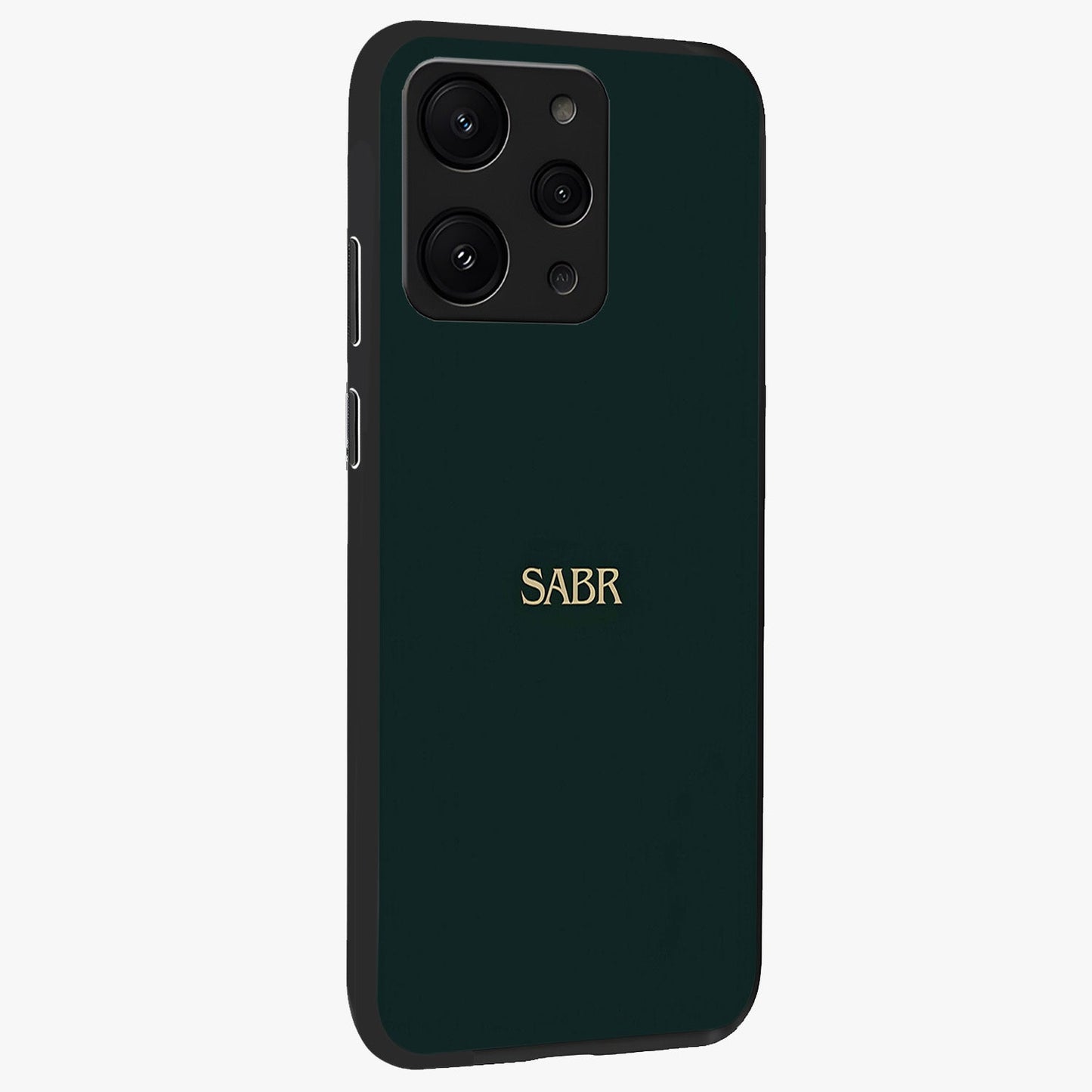 Sabr Minimal Patience Glass Case upright view showcasing calm minimalist artwork with motivational patience theme.