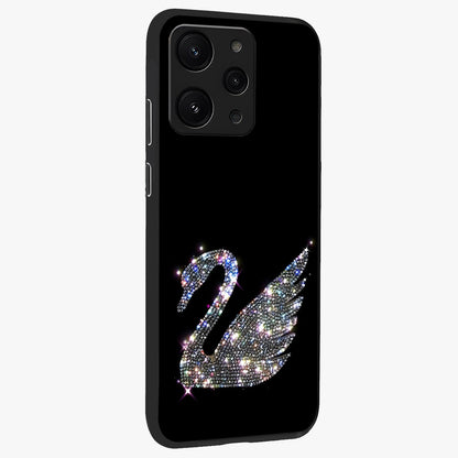 Starlit Swan Grace Glass Case upright view showcasing beautiful swan artwork with peaceful night themed design.