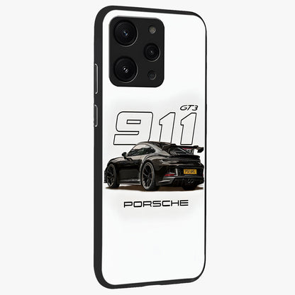 Turbo Legacy Icon Glass Case upright view showcasing bold racing inspired artwork with classic car theme.