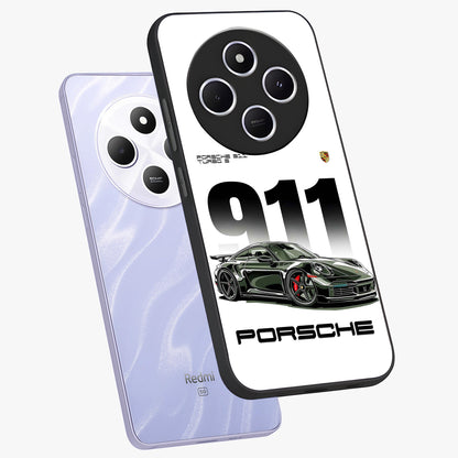 911 Turbo Dominance Glass Case displayed in premium angled mockup highlighting sporty car illustration and sleek glass surface.