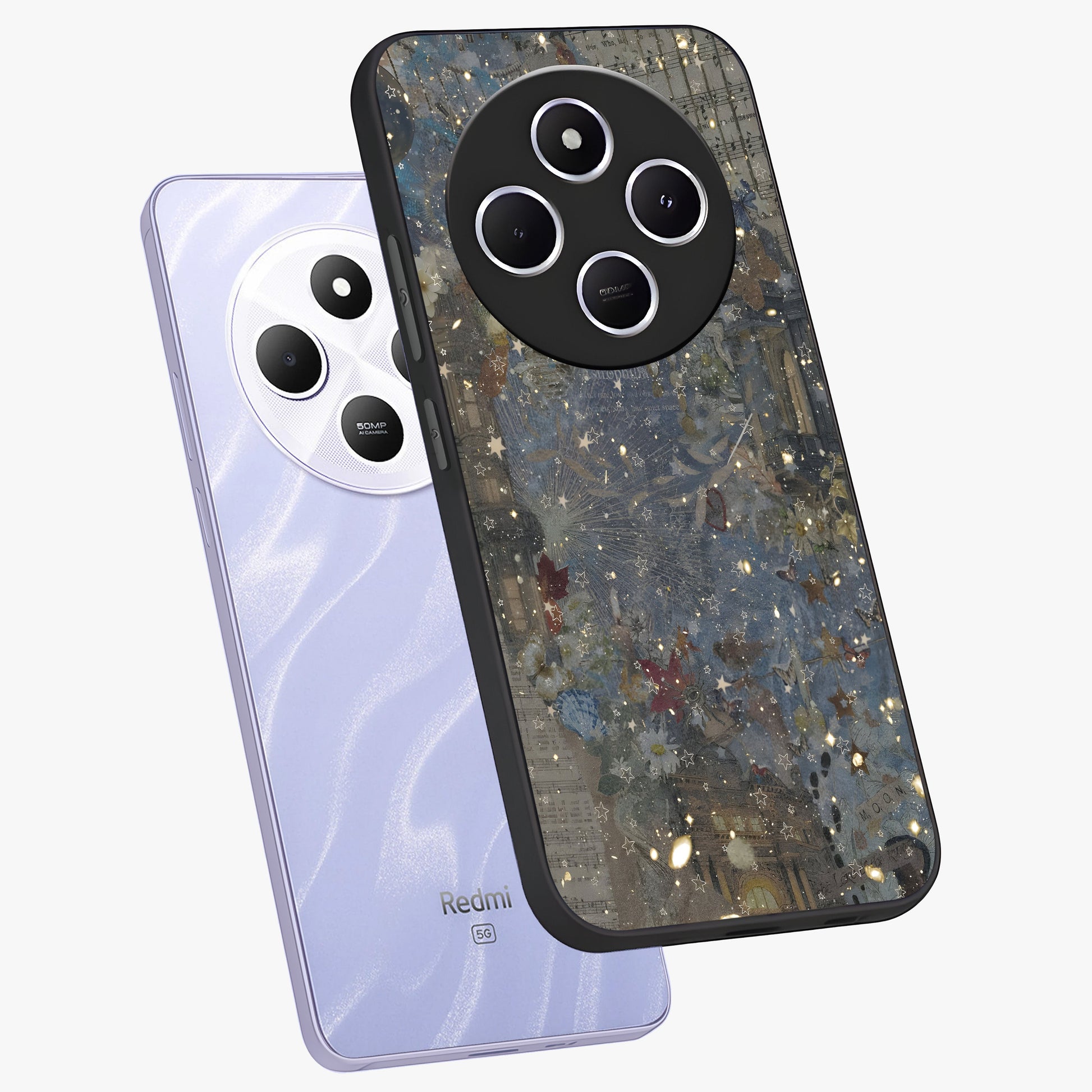 Aesthetic Astrolophia Glass Case displayed in angled mockup highlighting artistic aesthetic elements and smooth glass surface.