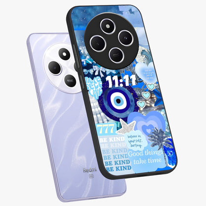 Aesthetic Be Kind Eye Glass Case displayed in angled mockup highlighting aesthetic eye design and inspirational vibe.