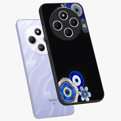Aesthetic Blue Evil Eye Glass Case displayed in angled mockup highlighting blue evil eye symbol and spiritual aesthetic design.