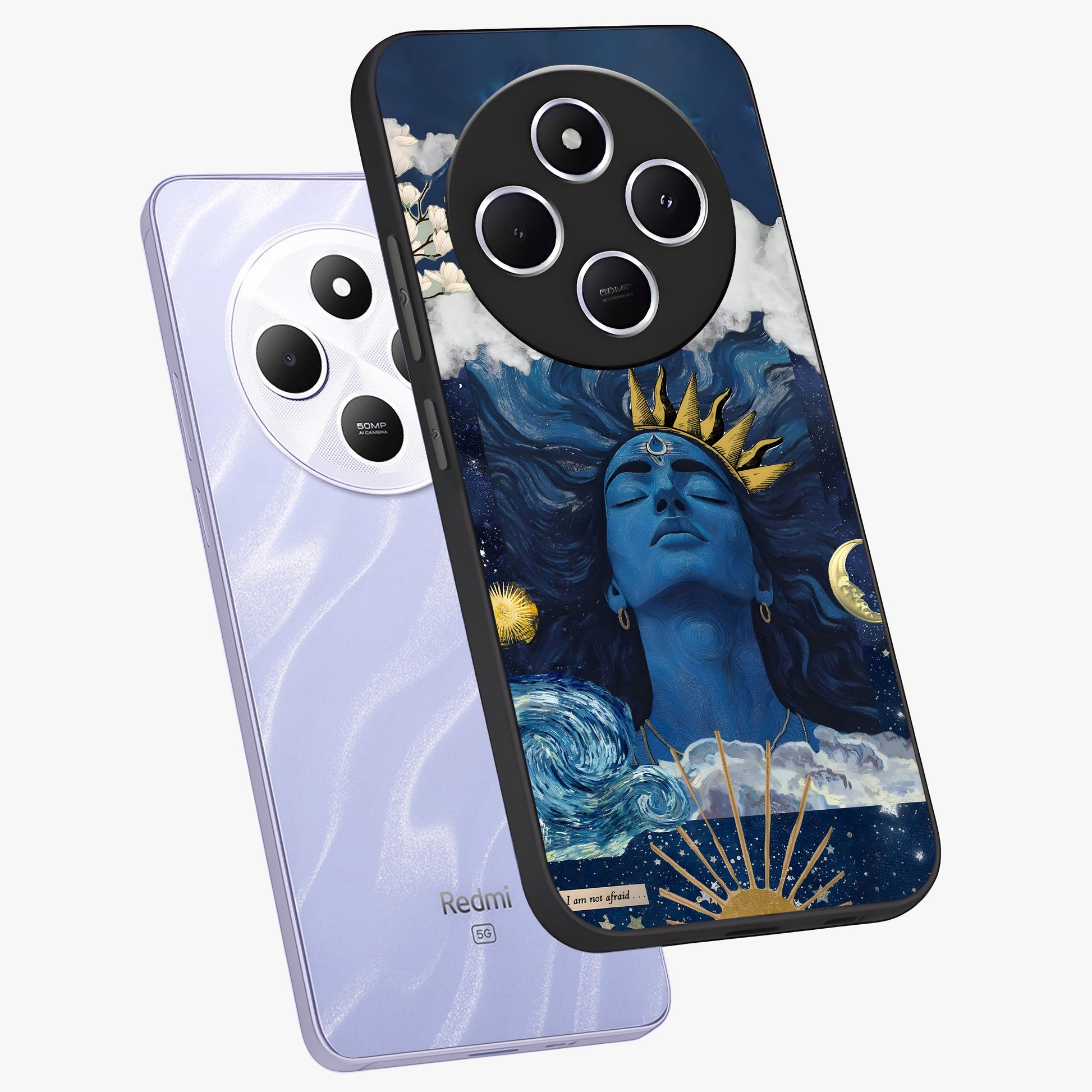 Aesthetic Lord Shiva Glass Case displayed in angled mockup highlighting spiritual Shiva illustration and sacred aesthetic design.